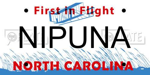 NIPUNA North Carolina License Plate