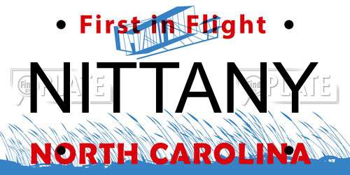 NITTANY North Carolina License Plate