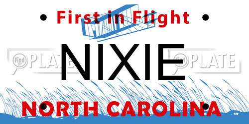 NIXIE North Carolina License Plate