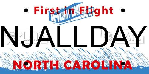 NJALLDAY North Carolina License Plate