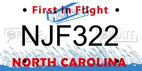 NJF322 North Carolina License Plate