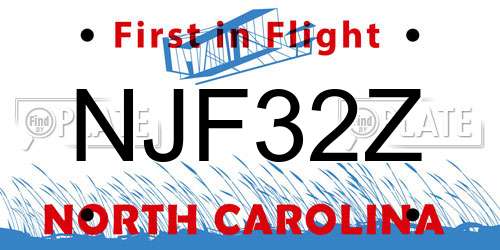 NJF32Z North Carolina License Plate