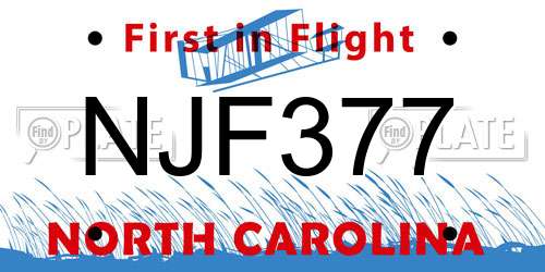 NJF377 North Carolina License Plate
