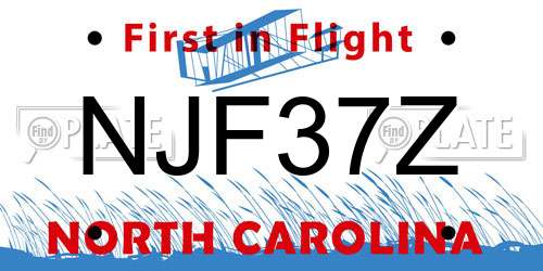 NJF37Z North Carolina License Plate