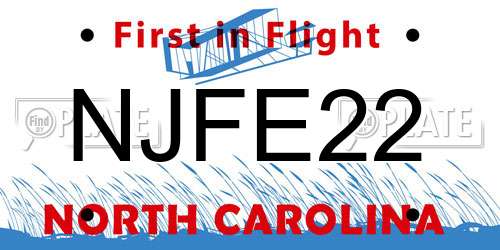 NJFE22 North Carolina License Plate