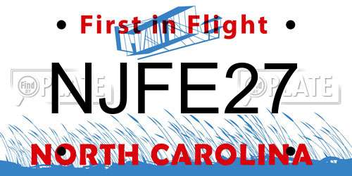 NJFE27 North Carolina License Plate