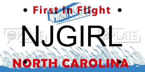 NJGIRL North Carolina License Plate