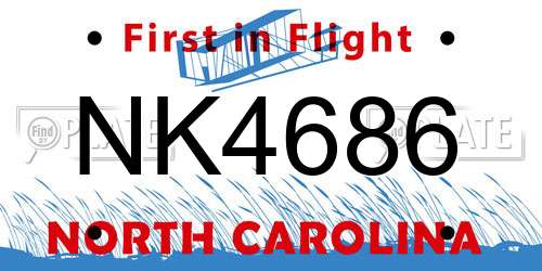 NK4686 North Carolina License Plate