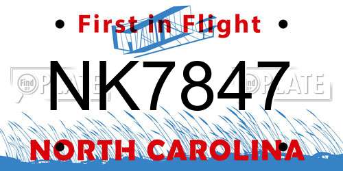 NK7847 North Carolina License Plate