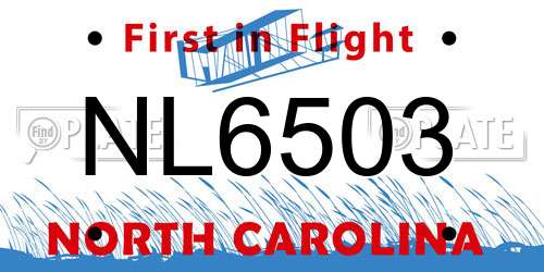 NL6503 North Carolina License Plate