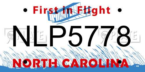 NLP5778 North Carolina License Plate