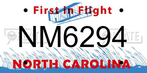 NM6294 North Carolina License Plate