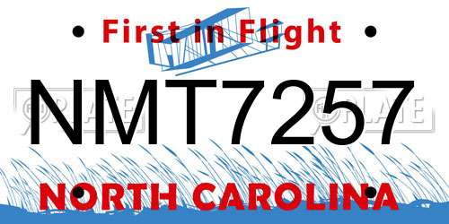 NMT7257 North Carolina License Plate