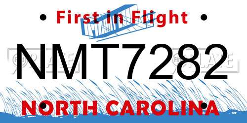 NMT7282 North Carolina License Plate