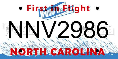 NNV2986 North Carolina License Plate