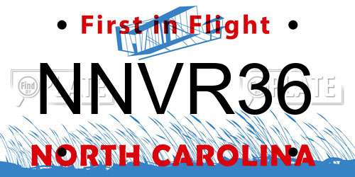 NNVR36 North Carolina License Plate