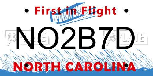NO2B7D North Carolina License Plate