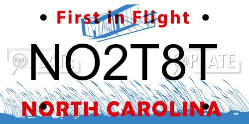 NO2T8T North Carolina License Plate