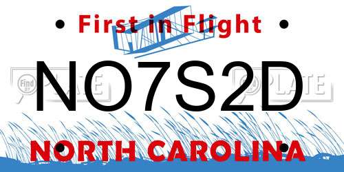 NO7S2D North Carolina License Plate