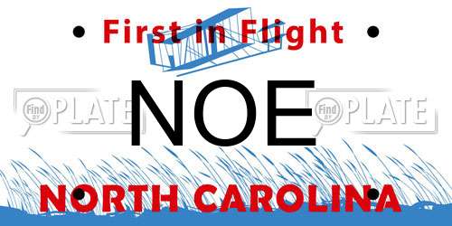 NOE North Carolina License Plate