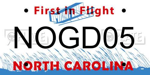 NOGD05 North Carolina License Plate