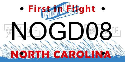 NOGD08 North Carolina License Plate