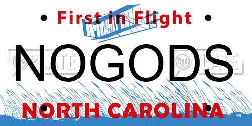 NOGODS North Carolina License Plate