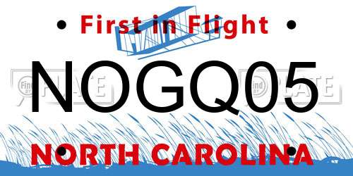 NOGQ05 North Carolina License Plate