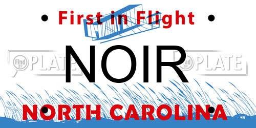 NOIR North Carolina License Plate