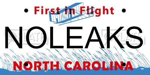 NOLEAKS North Carolina License Plate