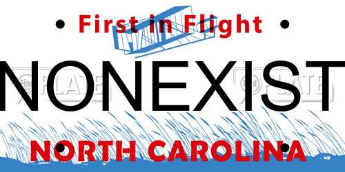 NONEXIST North Carolina License Plate