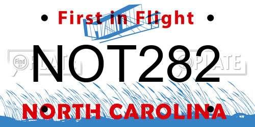 NOT282 North Carolina License Plate