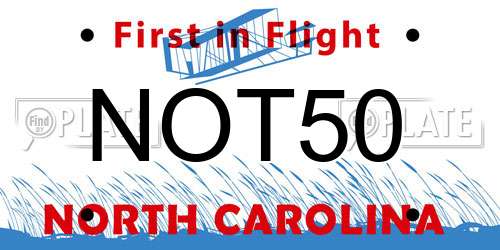 NOT50 North Carolina License Plate