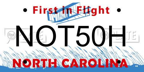 NOT50H North Carolina License Plate