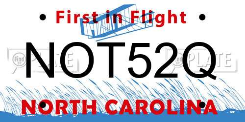 NOT52Q North Carolina License Plate