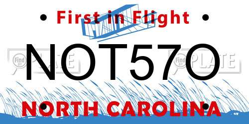 NOT57O North Carolina License Plate