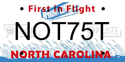 NOT75T North Carolina License Plate