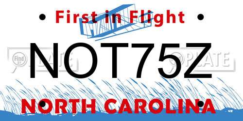 NOT75Z North Carolina License Plate