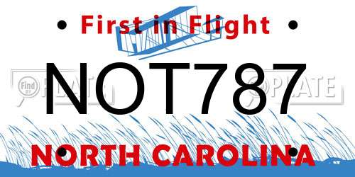 NOT787 North Carolina License Plate
