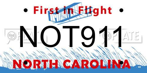 NOT911 North Carolina License Plate