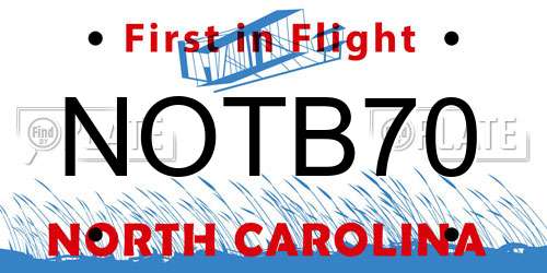 NOTB70 North Carolina License Plate