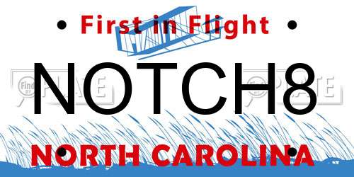 NOTCH8 North Carolina License Plate