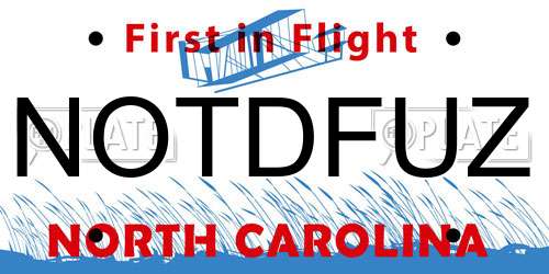 NOTDFUZ North Carolina License Plate