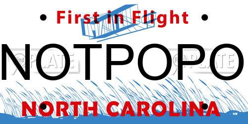 NOTPOPO North Carolina License Plate