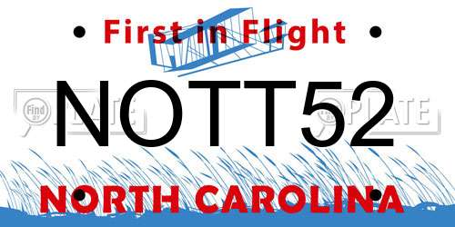 NOTT52 North Carolina License Plate