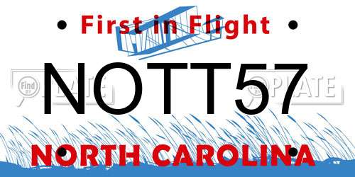 NOTT57 North Carolina License Plate