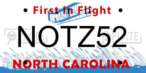 NOTZ52 North Carolina License Plate