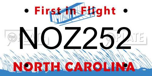 NOZ252 North Carolina License Plate