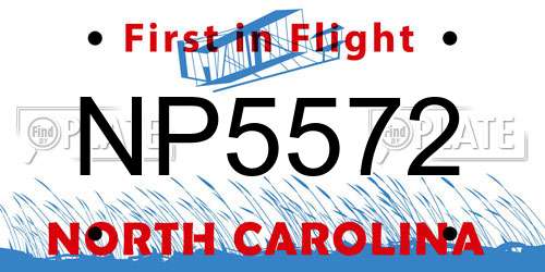 NP5572 North Carolina License Plate