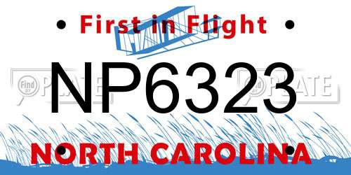 NP6323 North Carolina License Plate